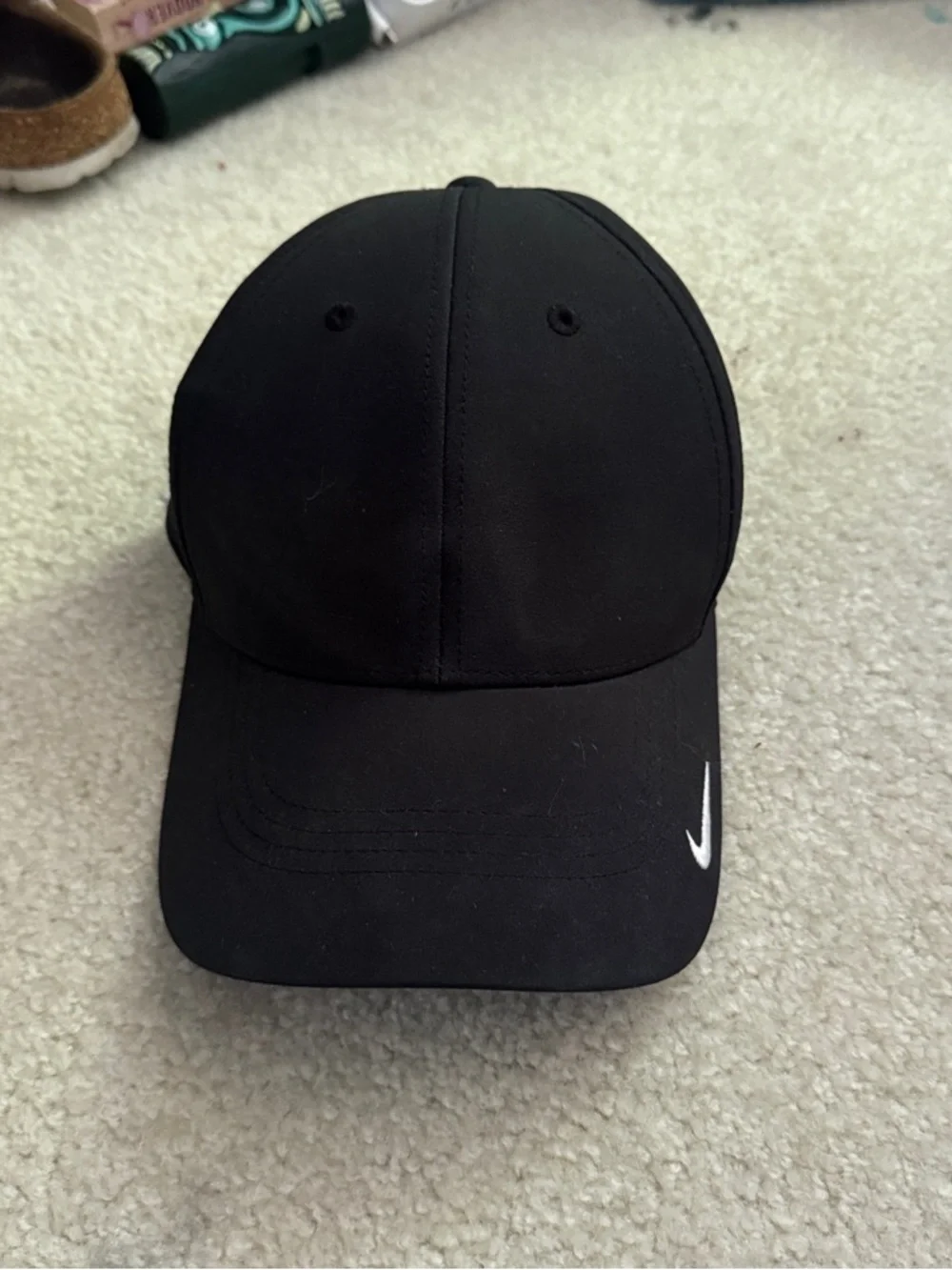 Nike Black Cap with White Swoosh Logo